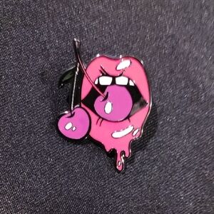 Pink Cherry Lips Enamel Pin